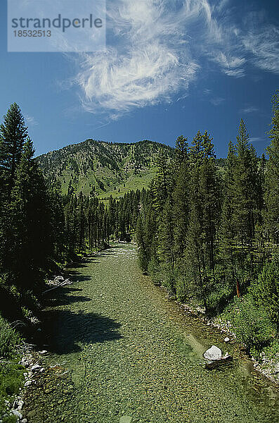 Fluss  der durch die Sawtooth Mountains in Idaho  USA  fließt; Idaho  Vereinigte Staaten von Amerika