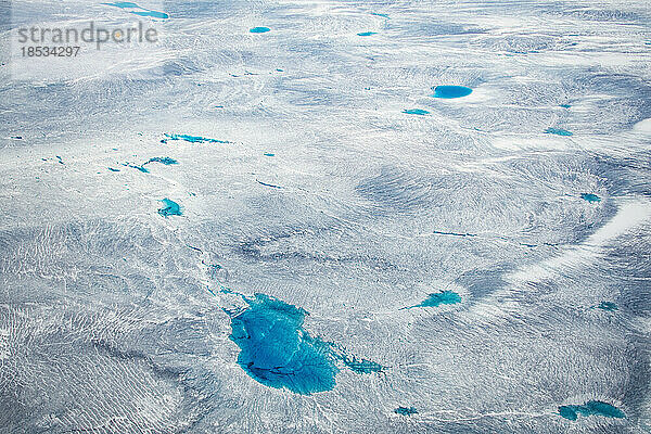 Luftaufnahme des grönländischen Inlandeises und der blauen Seen; Ilulissat  Grönland