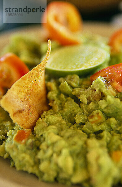 Nahaufnahme eines Guacamole-Dips; Cozumel  Quintana Roo  Mexiko