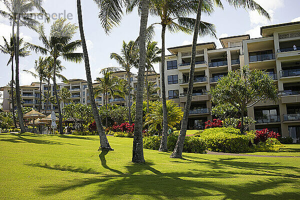 Üppige tropische Gärten in einem hawaiianischen Resort auf der Insel Maui  Hawaii  USA; Maui  Hawaii  Vereinigte Staaten von Amerika