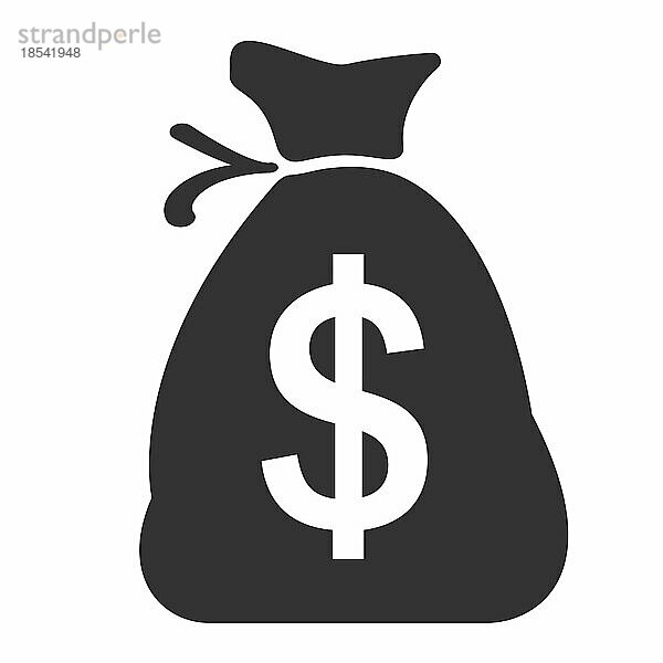 Einfache schwarze und weiße Geld Tasche Symbol mit Dollar-Zeichen Vektor-Illustration