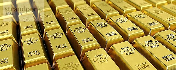 Viele gestapelte Goldbarren. Lots of stacked gold bars
