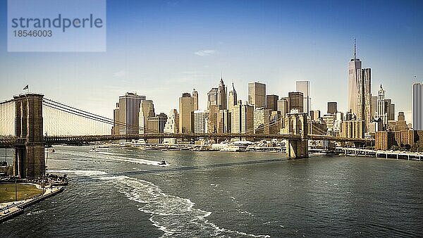 New york manhattan von der manhattan bridge aus gesehen