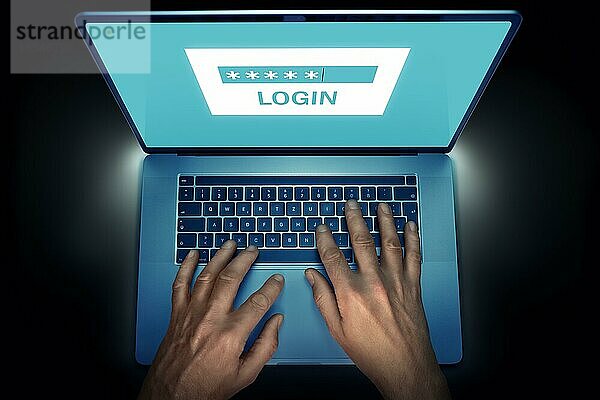 Schutz von Passwörtern auf einem Laptop-Bildschirm