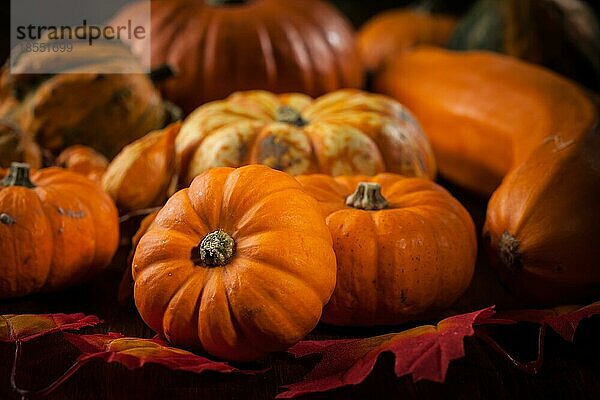 Traditionelle Kürbisse für Thanksgiving und Halloween