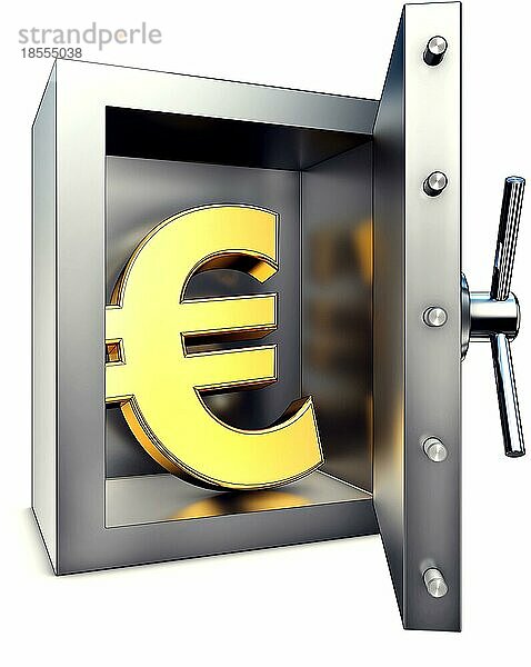 Hochauflösendes Rendering eines Banktresors mit einem Euro-Symbol