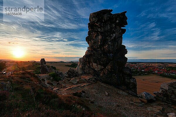 Sonnenuntergang Lichstimmung Teufelsmauer Harz Bodetal