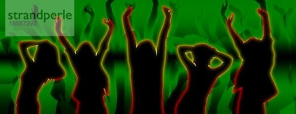 Silhouetten von tanzenden Partygängern