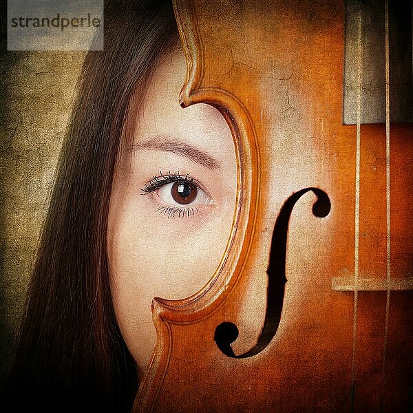 Retro-Thema Musik Konzept Mädchen Porträt mit Geige