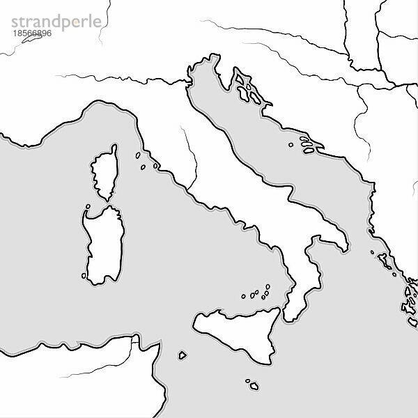 Karte der ITALIENISCHEN Länder: Italien  Toskana  Lombardei  Sizilien  Ligurien  Umbrien  Kampanien  Neapolitanien  Apennin  Italienische Halbinsel  Adria und Tyrrhenisches Meer. Geografische Karte mit großen Inseln