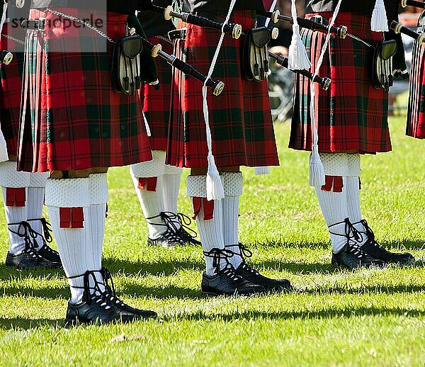 Detail von original schottischen Kilts  während der Highlands Spiele