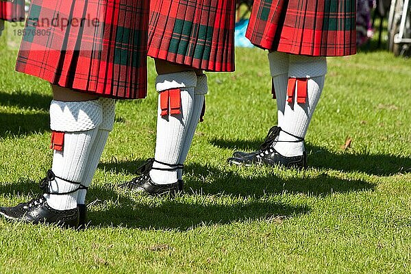 Detail von original schottischen Kilts  während der Highlands Spiele