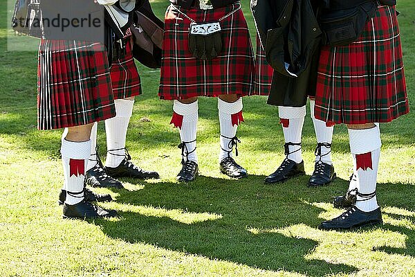 Detail von original schottischen Kilts  während der Highlands Spiele