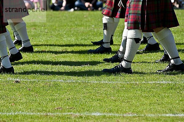 Detail von original schottischen Kilts  während der Highlands Spiele