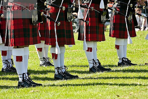 Detail von original schottischen Kilts  während der Highlands Spiele