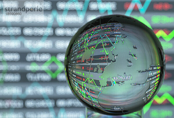 Börsendiagramm auf dem Globus