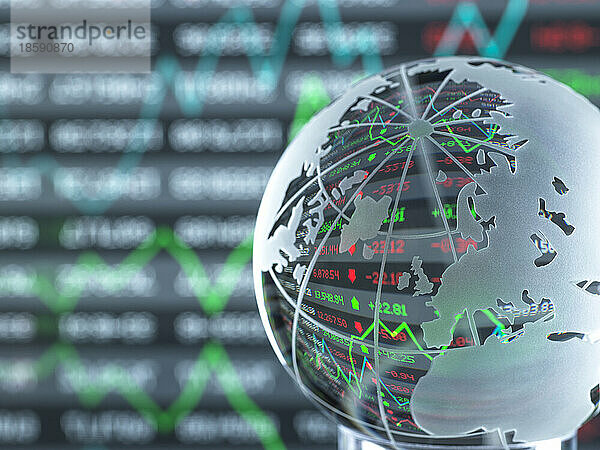 Börsendiagramm auf dem Globus