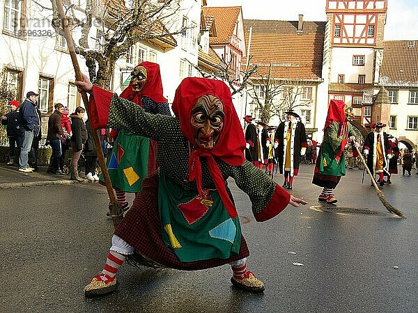 Fasnachtsumzug in Bräunlingen Schwarzwald-Baarkreis Bad. -Württ. BRD Bräunlinger Hexen