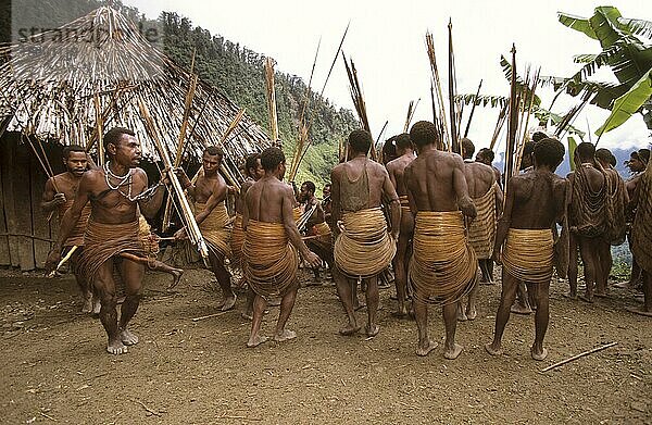 Traditioneller Tanz  traditionelle Feier  Yali-Stamm  Serkasi-Dorf  West-Papua  West-Neuguinea  Irian-Jaya  Penisköcher  Ratanguertel  Indonesien  Asien