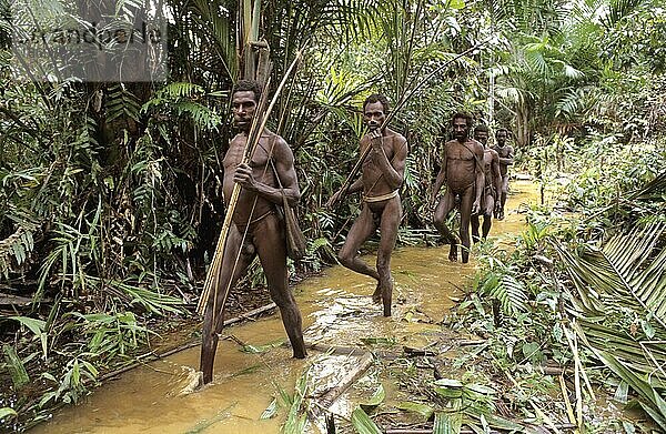Männer vom Volk der Korowai  West-Papua  West-Neuguinea  Irian-Jaya  Baummenschen  Indonesien  Asien