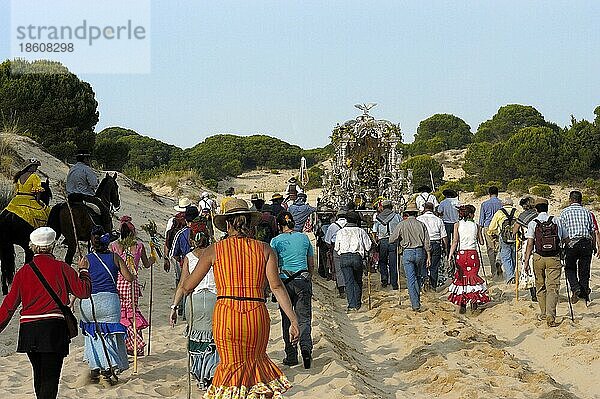 Pilgerfahrt Romeria nach El Rocio  Almonte  Provinz Huelva  Andalusien  Spanien  Europa