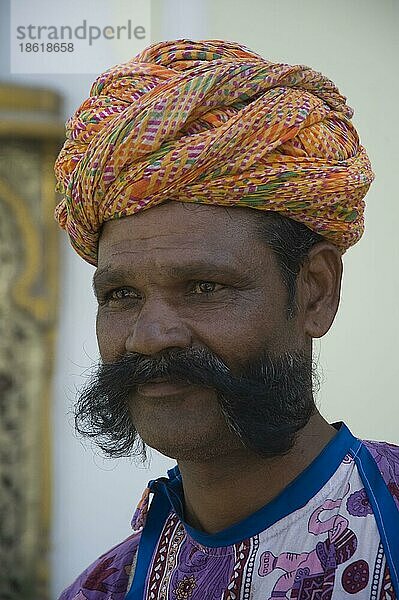 Indischer Musiker  Jaipur  Rajasthan  Indien  Turban  Asien