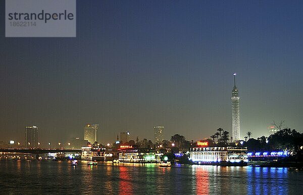 Gezira-Insel  El Borg-Turm  Brücke 6. Oktober  Nil  Kairo  Kairo-Turm  Lotus-Turm  Ägypten  Afrika
