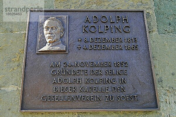 Gedenktafel für Adolph Kolping  St. Nikolai-Kapelle  Soest  Nordrhein-Westfalen  Deutschland  Europa