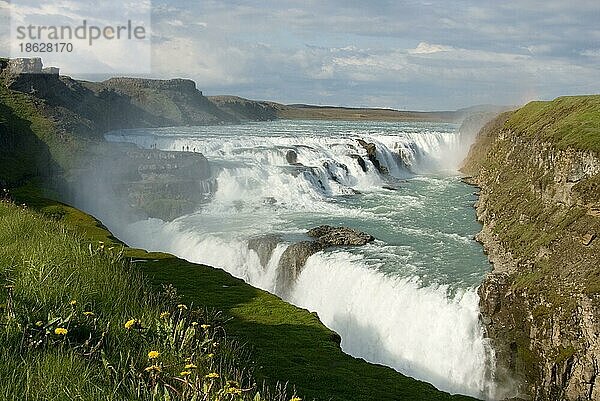 Wasserfall Gullfoss  Goldener  Fluss Hvita  Island  Europa