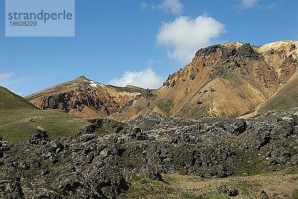 Lavastrom Laugahraun  Fjallabak-Nationalpark  Landmannalaugar  Island  Europa