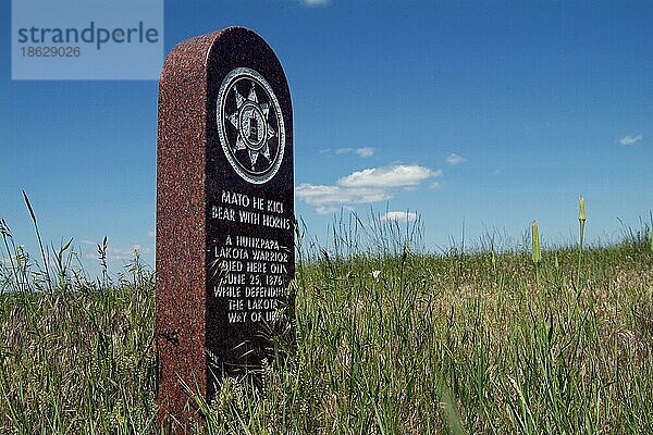 Gedenkstein für gefallene Indianer  Schlacht am Fluss Little Big Horn  Wyoming  USA  Nordamerika