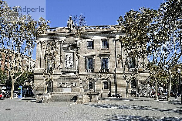 Antoni Lopez-Denkmal  Lonja  ehemalige Börse  Palacio de la Llotja de Mar  Barcelona  Katalonien  Spanien  Europa