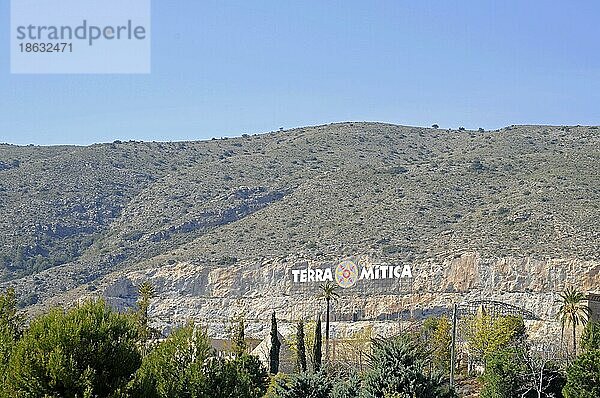 Schild vom Freizeitpark Terra Mitica  Benidorm  Spanien  Europa