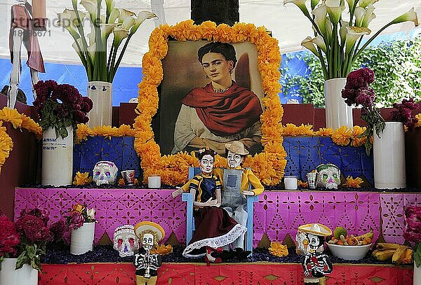 Schrein für Frida Kahlo  Frida-Kahlo-Museum  Mexiko-Stadt  Altar  Mexiko  Mittelamerika