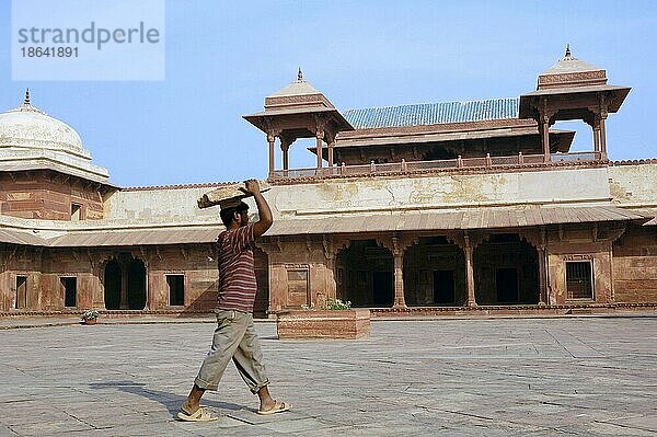Palast der Jodh Bai  Moghulstadt Fatehpur Sikri  Uttar Pradesh  Indien  Mogulstadt  erbaut 1569-1585 unter Kaiser Akbar  Asien