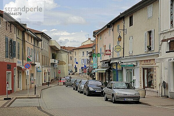 Straße und Geschäfte  Villars-les-Dombes  Rhone-Alpes  Ain  Frankreich  Europa
