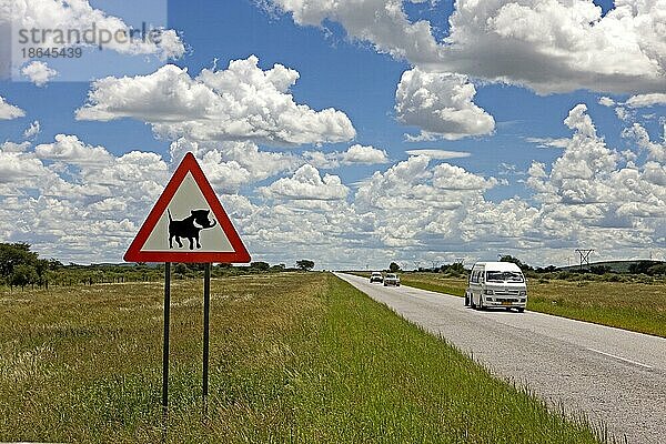 Straßenschild im Süden von Windhoek in Namibia