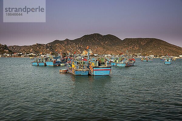Fischerboote im Hafen von Phan Rang  Provinz Ninh Thuan  Vietnam  Asien