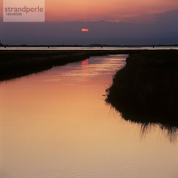 Sonnenuntergang in der Lagune bei Lio Piccolo  Venedig  Italien  Europa