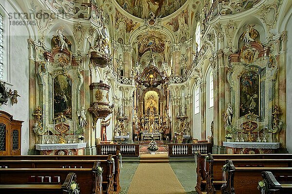 Wallfahrtskirche Birnau  Barockkirche  Innenansicht  Uhldingen-Mühlhofen am Bodensee  Baden-Württemberg  Deutschland  Europa
