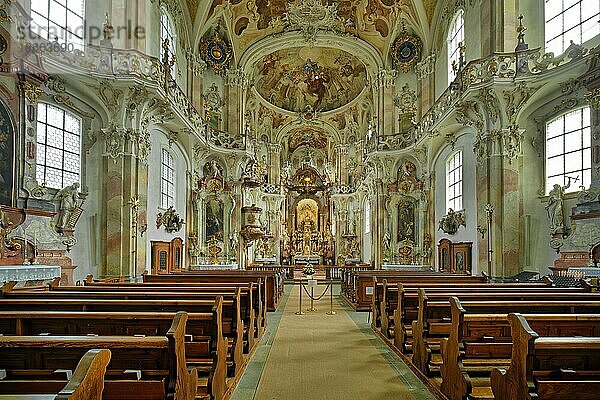 Wallfahrtskirche Birnau  Barockkirche  Innenansicht  Uhldingen-Mühlhofen am Bodensee  Baden-Württemberg  Deutschland  Europa