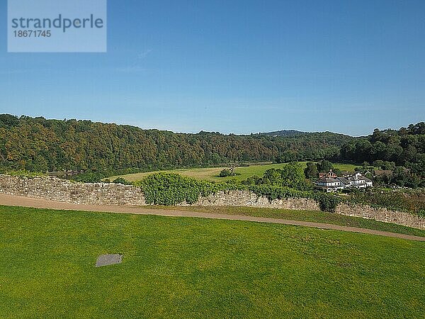 Blick auf die Landschaft in Chepstow  UK