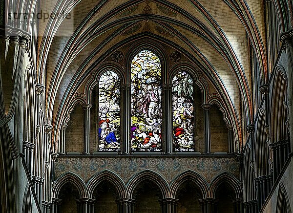 Glasmalerei Fenster von Moses in der Kathedralkirche  Salisbury  Wiltshire  England  UK  installiert 1781