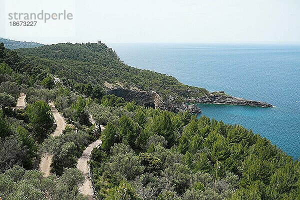 Felsige Küste vor Port de Soller  Mallorca  Spanien  Europa