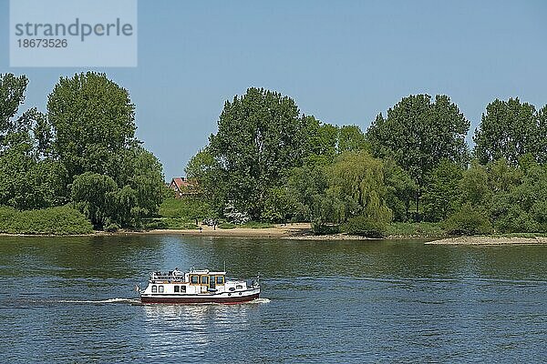 Boot  Elbe  Hoopte  Winsen (Luhe)  Niedersachsen  am gegenüberliegenden Flussufer Zollenspieker  Hamburg  Deutschland  Europa