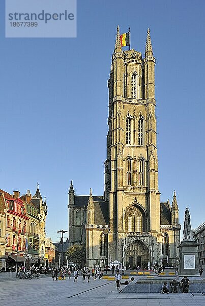 Der Sankt Bavo Platz und die Sankt Bavo Kathedrale  Sint Baafs Kathedrale in Gent  Belgien  Europa