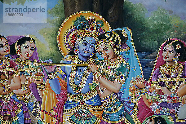 Sri Krishnan Hindu-Tempel  Hindu-Gott Lord Krishna und seine Frau Radha  Singapur  Südostasien  Asien