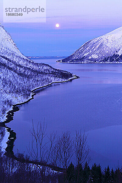 Insel Senja im Morgengrauen  Troms und Finnmark  Nordwestnorwegen  Skandinavien  Europa