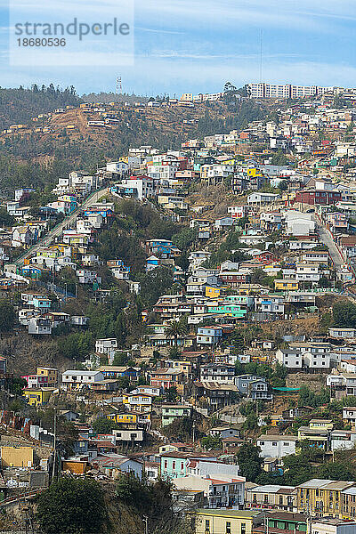 Bunte Häuser  Valparaiso  Provinz Valparaiso  Region Valparaiso  Chile  Südamerika