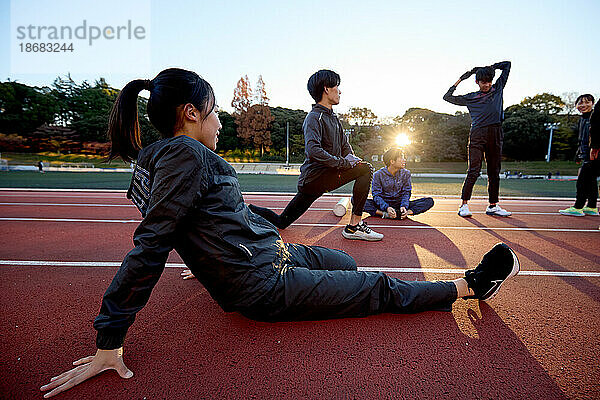 Japanische Athleten trainieren